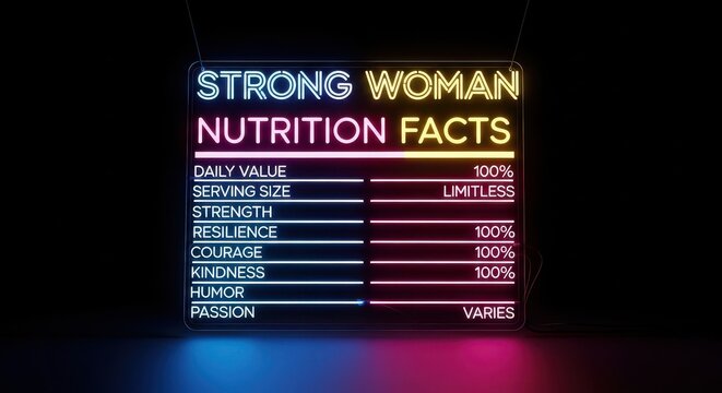 Strong Woman Nutrition Facts Sign