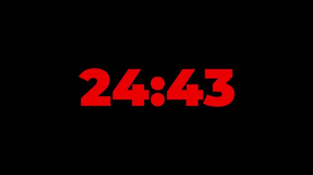 27 minute countdown flat design.27 minute countdown clock animation