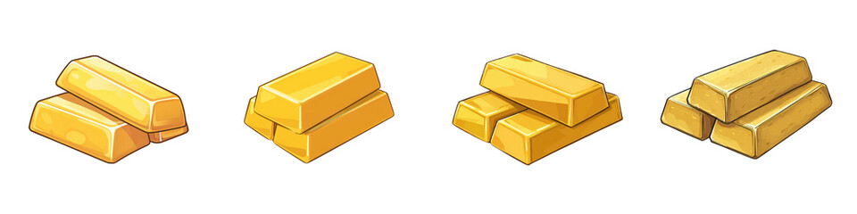 Cartoon gold stacks transparent in png no background for asset decoration.