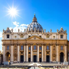 Obraz premium A large ornate building with a dome and columns under a sunny sky