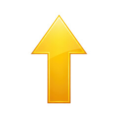 Bright yellow upward pointing arrow against a white background