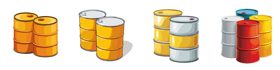 Oil barrel png in 2d vector transparent no background in fuel demand concept.