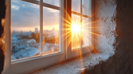 Window installation concept showing modern home renovation and assembly.