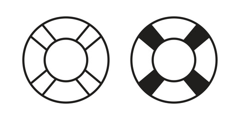 Life buoy icon black, line, flat vector, isolated illustration. © Cristiane