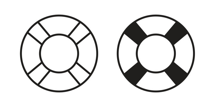 Life buoy icon black, line, flat vector, isolated illustration.