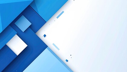 Obraz premium Geometric abstract in shades of blue and white. Cubes, squares, and angled lines. Bright, clean design with negative space