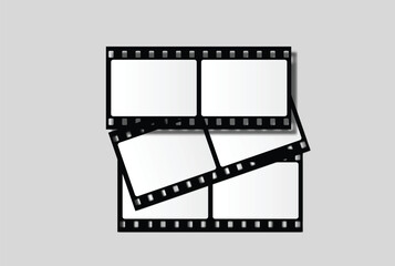 	
Film strips mockup templates of old retro film frame with shadow on background. Video or movie film vintage analog cinema, photograph camera film strip. Trendy editable camera roll social stories