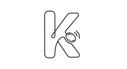 Fototapeta premium Stylized letter K concept art featuring an interactive sound bubble in continuous line vector