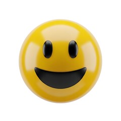 Bright three dimensional rendered yellow smiley face icon, a universal symbol of joy and positive emotions for digital platforms and graphic designs, conveying happiness