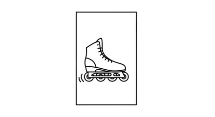 Obraz premium Minimalist line art illustration of a dynamic inline roller skate icon representing active leisure