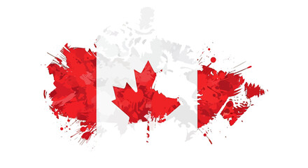 Canadian Flag Paint Splatter Design Element.