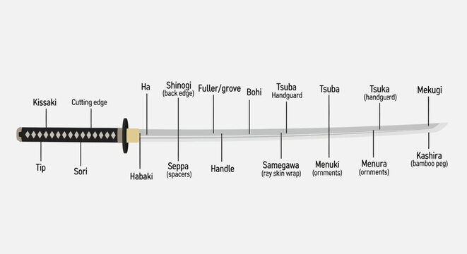 Anatomy of a Katana: Detailed Diagram of Japanese Sword Parts