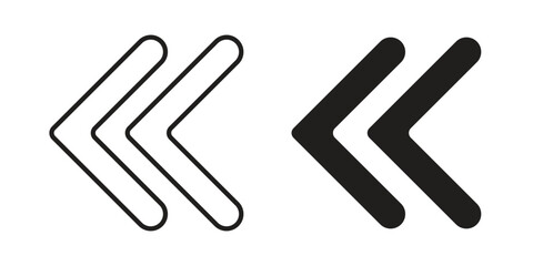 Obraz premium Previous arrow icon black, line, flat vector, isolated illustration.