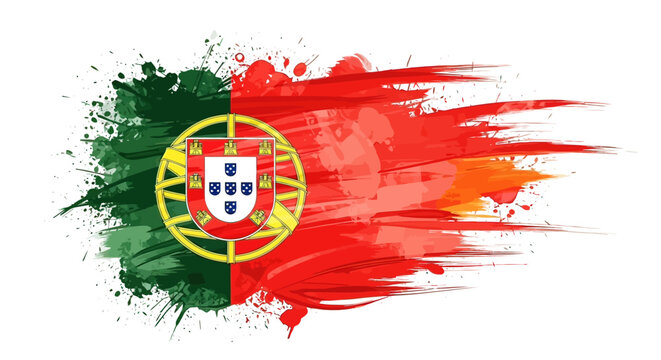 Portuguese Flag Paint Splash Design Element.