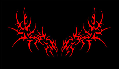 Neo tribal Fire cyber sigilism symmetrical shapes Intricate Ornate Dark Art Abstract Vector