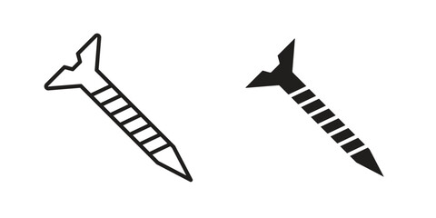 Screw icon black, line, flat vector, isolated illustration.