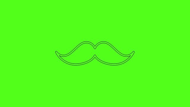 Mustache Grooming Style Line Art Vector Icon Animation on Green Screen Background