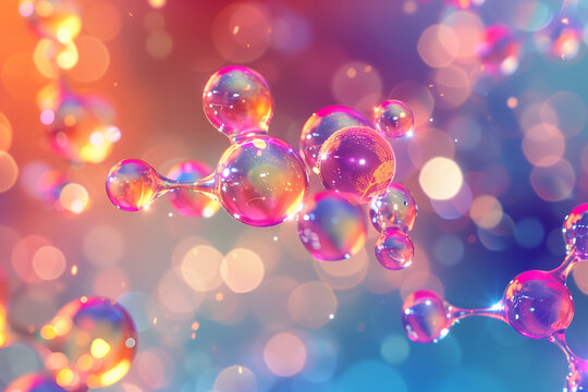 Abstract 3D molecular structure happiness neurochemistry background