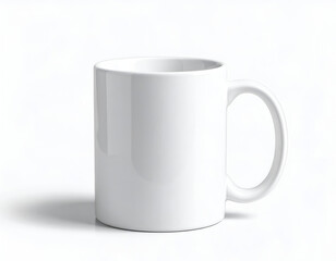 Fototapeta premium Plain white ceramic mug with handle, isolated on a white background