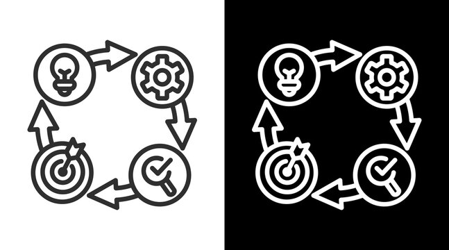 Pdca White Icon Set Vector 