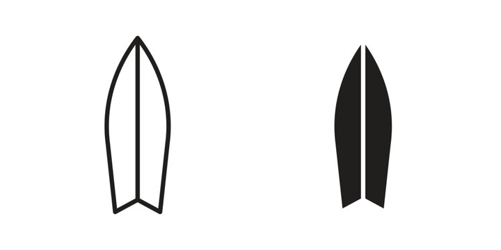Surf board icon black, line, flat vector, isolated illustration.