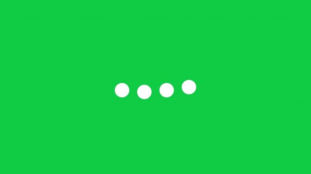 Four Dots Loading Loop Animation - White Circles Pulsing Buffering On Isolated Green Background