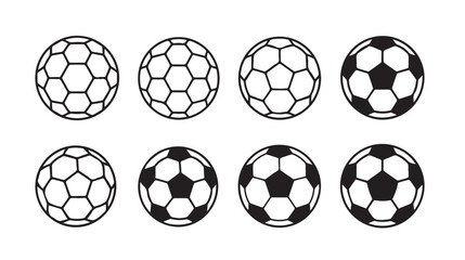Obraz premium Collection of Soccer Balls Isolated on White Background Different Styles Stock Illustration