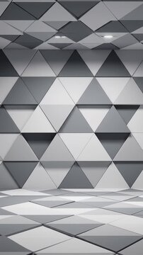 Modern geometric acoustic wall panels installation.