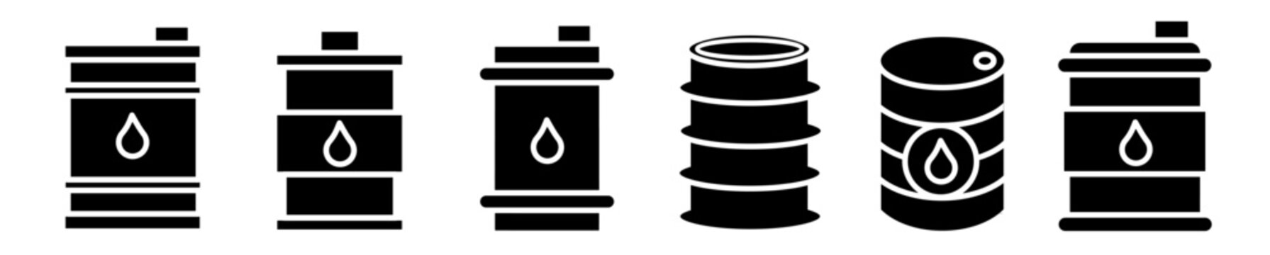 Oil barrel icon set. Vector symbol. Illustration of oil barrel. Oil barrel. Vector illustration. Stock vector.