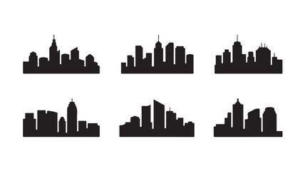 Fototapeta premium City skylines silhouettes in modern minimalist style with black color on white background for urban design