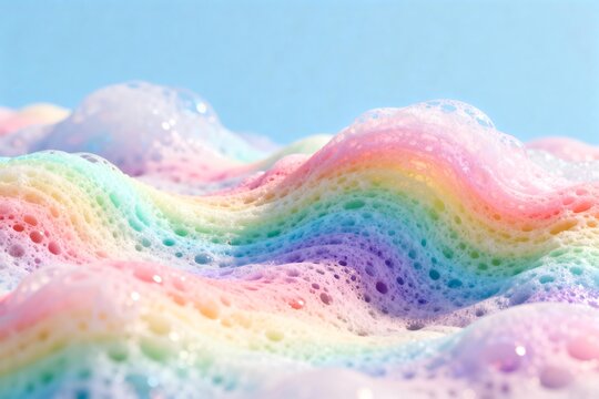 Rainbow-colored Foam Waves with Bubbles