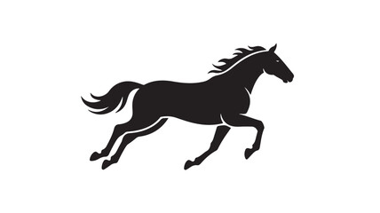 Fototapeta premium Running Horse Silhouette in Dynamic Motion with High Contrast Black and White for Equestrian Branding