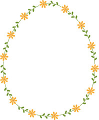 Easter Empty floral egg wreath frame flat vector illustration.
Spring flower egg shape border design.
Cute Easter floral egg frame clipart.
Transparent background. SVG.