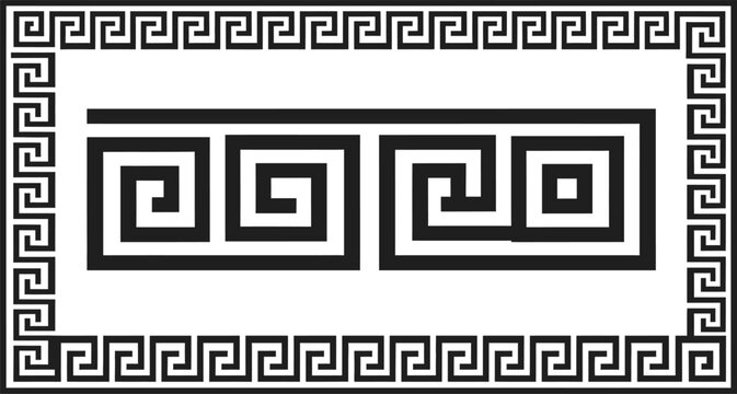 A greek key pattern with interlocking spirals and rectangular border