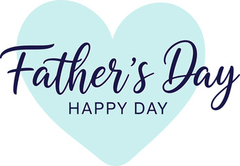 Obraz premium Happy Father's Day Greeting Card Design with Blue Heart and Script Text