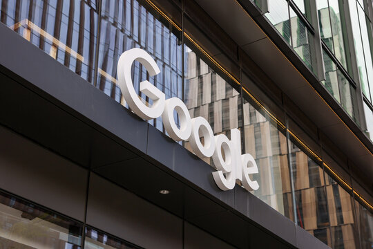 Exterior view of a Google office building with company logo displayed on the facade in Cambridge, Massachusetts