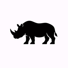 Fototapeta premium Strong Rhinoceros Silhouette Vector – Bold Rhino Wildlife Animal Icon Ideal for Safari Design, Zoo Graphics, Nature Logo, African Wildlife Illustration, Conservation Branding and Creative Projects