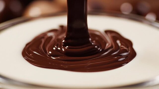 Rich Dark Chocolate Swirling into Creamy White Chocolate Close Up