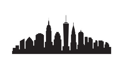 Fototapeta premium City Skyline Silhouette Modern Dark Skyscrapers Simple Vector Illustration for Urban Design
