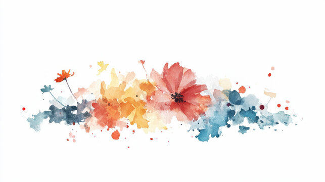 Do Dah Day Vibrant watercolor floral art with red and blue flowers on white background