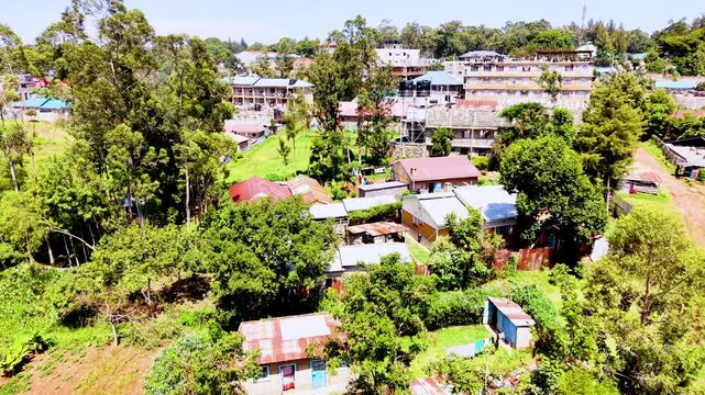 poor houses of Maseno slums kenya, rusted roof top of the poorly constructed houses of kibera slums kenya. Slums of kenya.