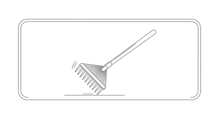 Essential Garden Rake Line Art Illustration for Outdoor Maintenance and Cleanup Tasks