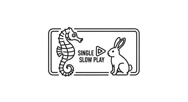 A captivating graphic illustrating seahorse and rabbit in a frame with play text concept