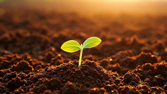 Young plant sprouting from soil