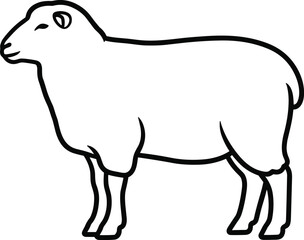 Fototapeta premium Simple black line drawing of a standing sheep