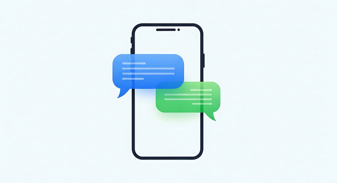 mobile phone chat bubbles display illustrating digital communication and instant messaging app interface on screen.