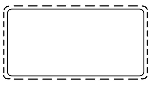 The double frame of a closed line and a broken line moves, increasing and decreasing, pulsating.