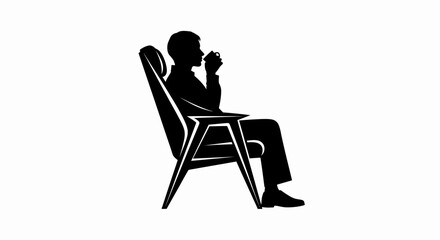 Fototapeta premium Relaxed person enjoying a hot beverage in a comfortable chair silhouette illustration
