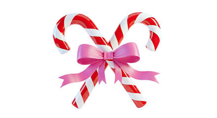 Two Candy Canes Tied With a Pink Bow