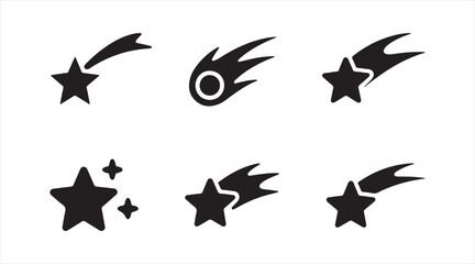 Fototapeta premium Minimal falling star symbol set isolated on background for cosmic and space concept